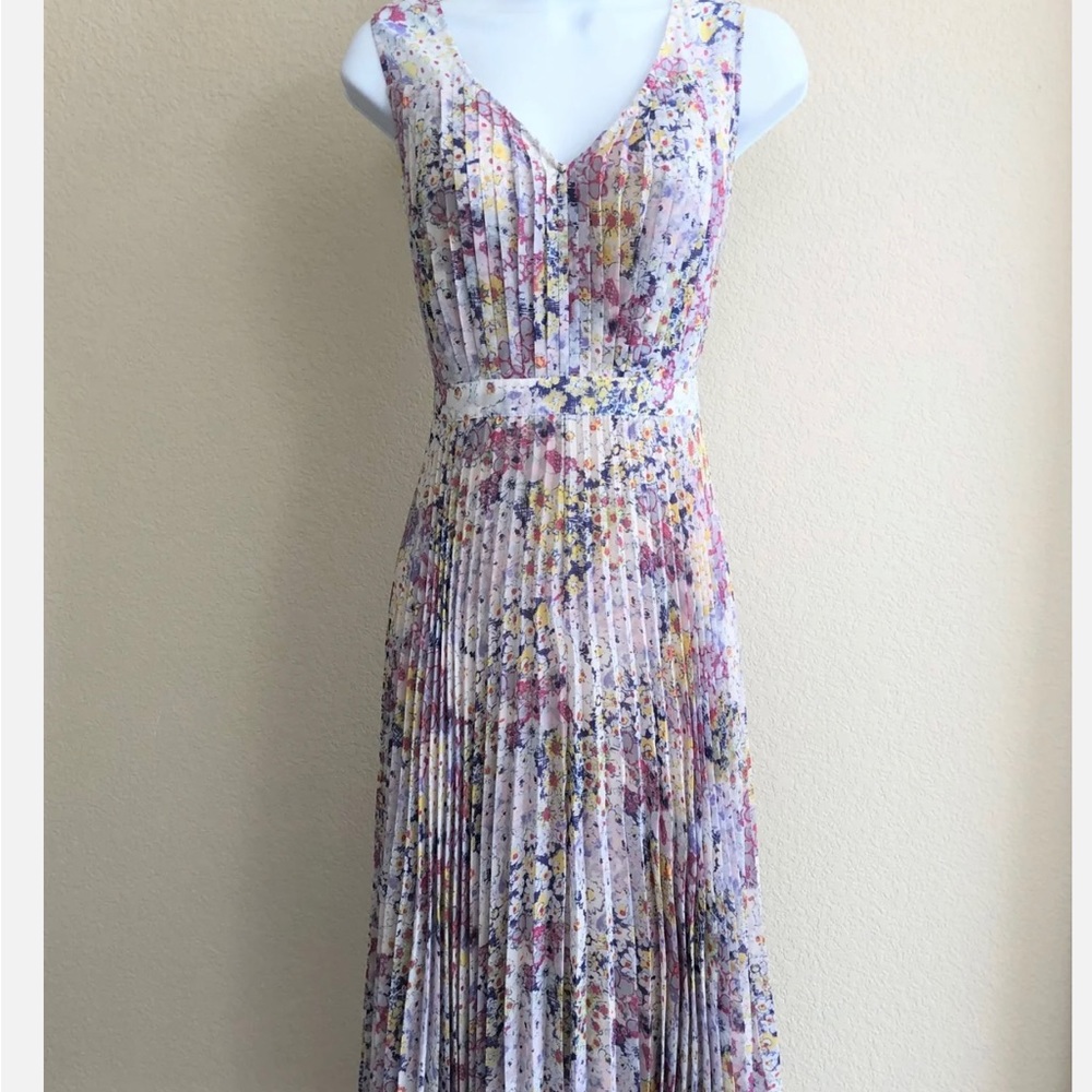 Plenty Tracy Reese Anthropologie Evanthe Floral Pleated Dress Size 2 NWT